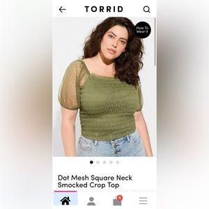 Torrid Dot Smocked Crop Top